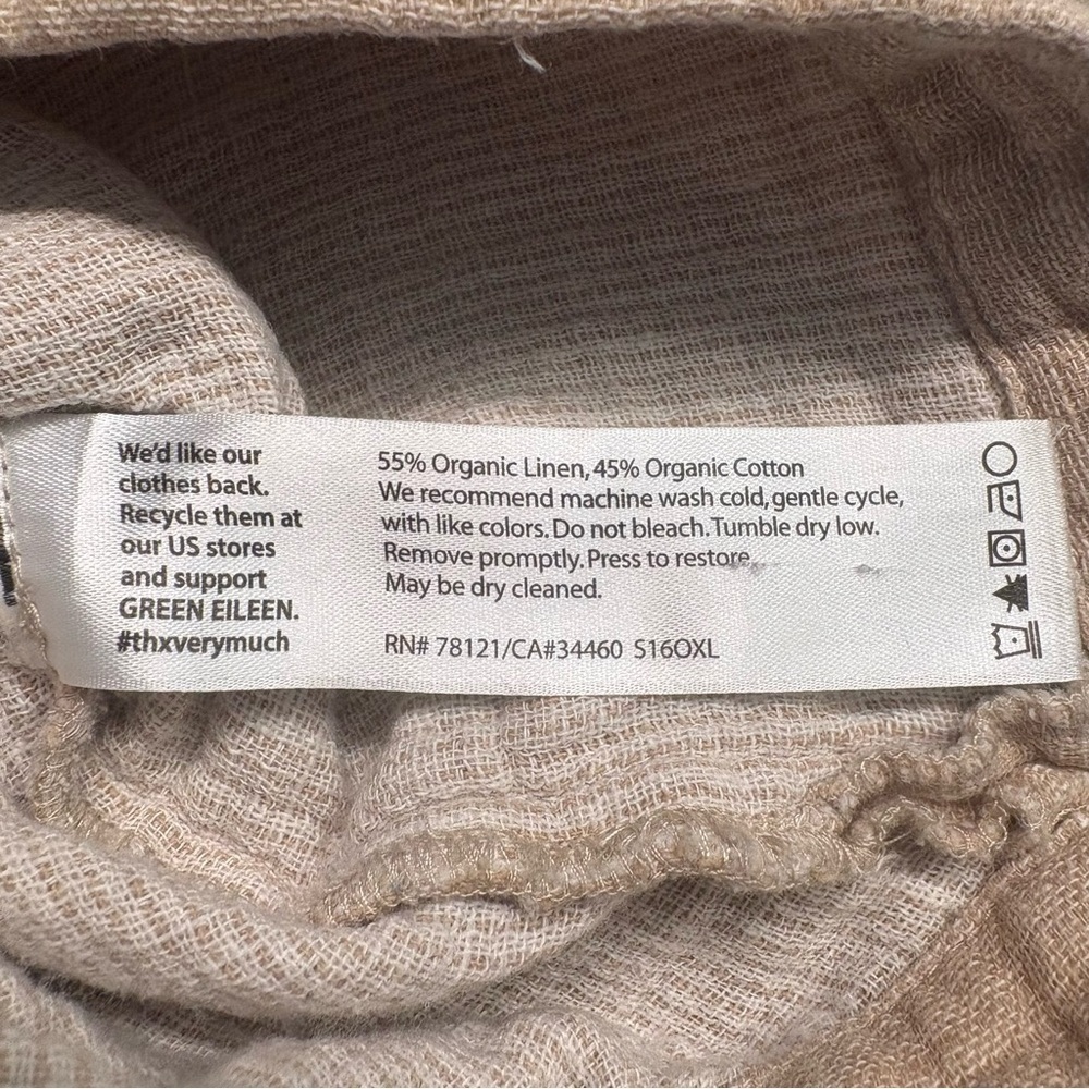 Eileen Fisher Rustic Organic Linen Cotton Doubleweave Top XS Beige - Picture 7 of 7